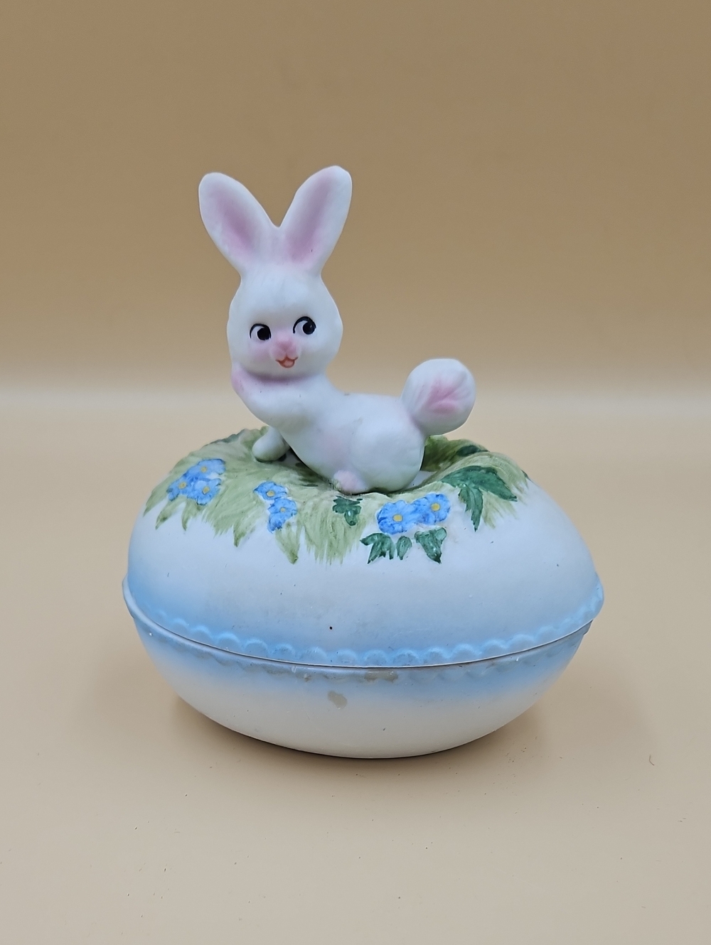 Bunny Trinket Box in White and Blue